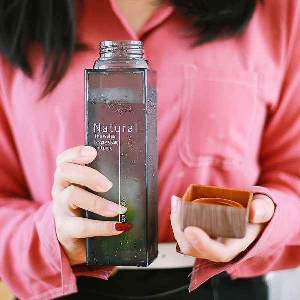 Soffe botella de agua para infusiones de fruta 450ml cuadrado transparente resistente al calor al aire libre Camping deporte botella de bebida libre de plástico BPA