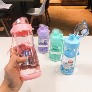 Tritan botella de agua de plástico 350ml 450ml BPA gratis portátil mi botella de bebida chica estudiante fuga-a prueba de agua de botella de deporte al aire libre