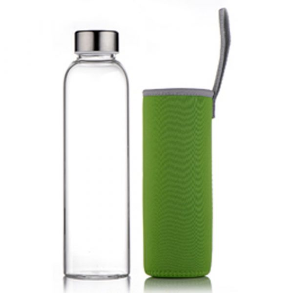 Botella de agua de vidrio con bolsa protectora utensilios para bebida para viaje botella portátil botella transparente para agua té botella de vidrio deporte
