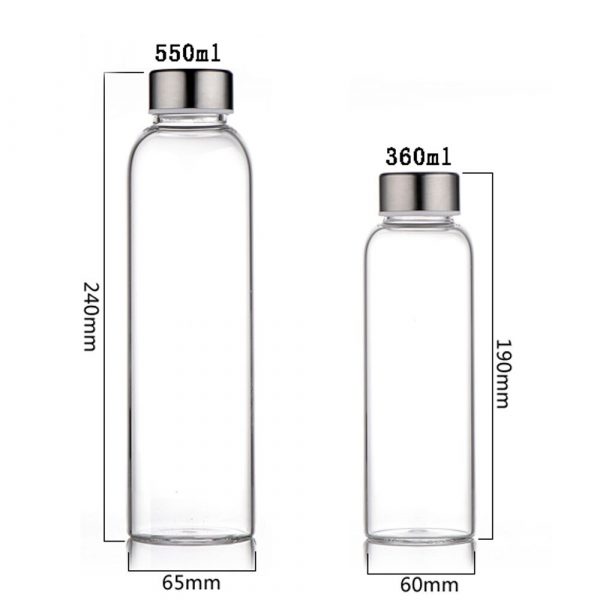 Botella de agua de vidrio con bolsa protectora utensilios para bebida para viaje botella portátil botella transparente para agua té botella de vidrio deporte