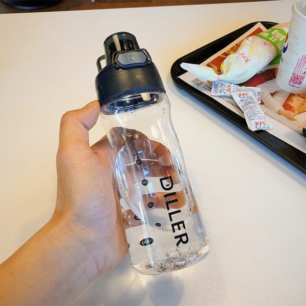 DILLER botella de agua Popular gris hombres deporte al aire libre de viaje de mi botella de bebida de plástico a prueba de fugas leche fruta gimnasio botellas