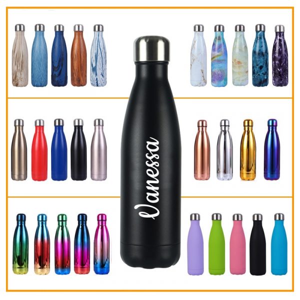 Logotipo personalizado termo frasco al vacío frascos de botella de agua de acero inoxidable portátil deportes regalo tazas